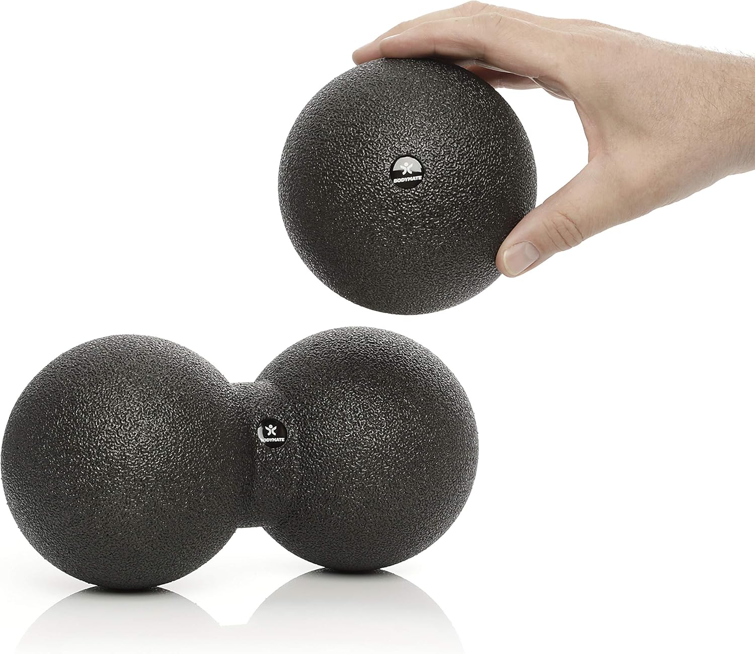 Thumbnail 2 de BODYMATE Set mit großem Faszien-Ball (12 cm) und großem Faszien-DUO-Ball (12×24 cm), Schwarz – Selbstmassage-Bälle für Faszientraining