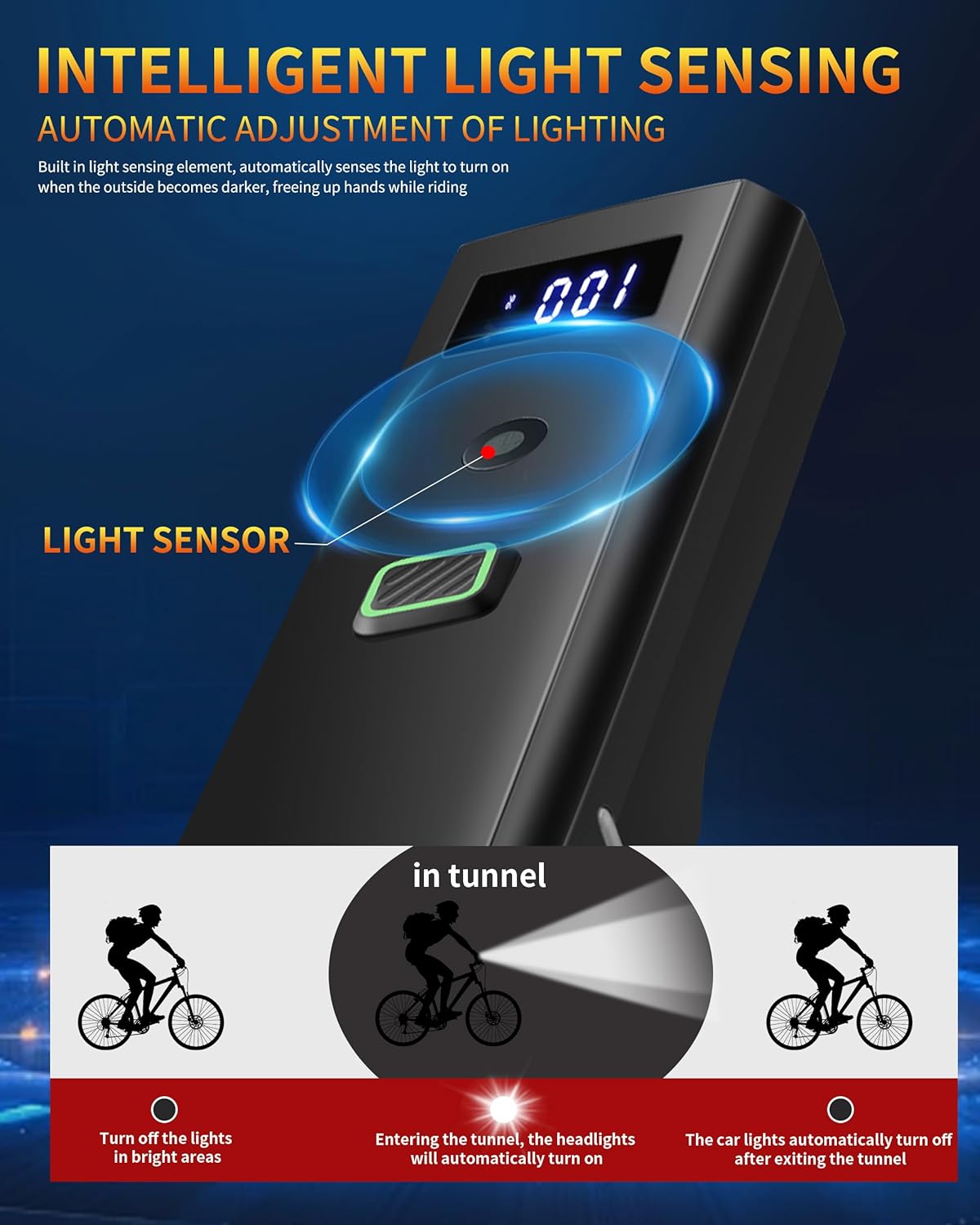 Thumbnail 2 de DARKBEAM DB07 Bike Headlight, USB-Rechargeable with 4 Modes and Battery Display