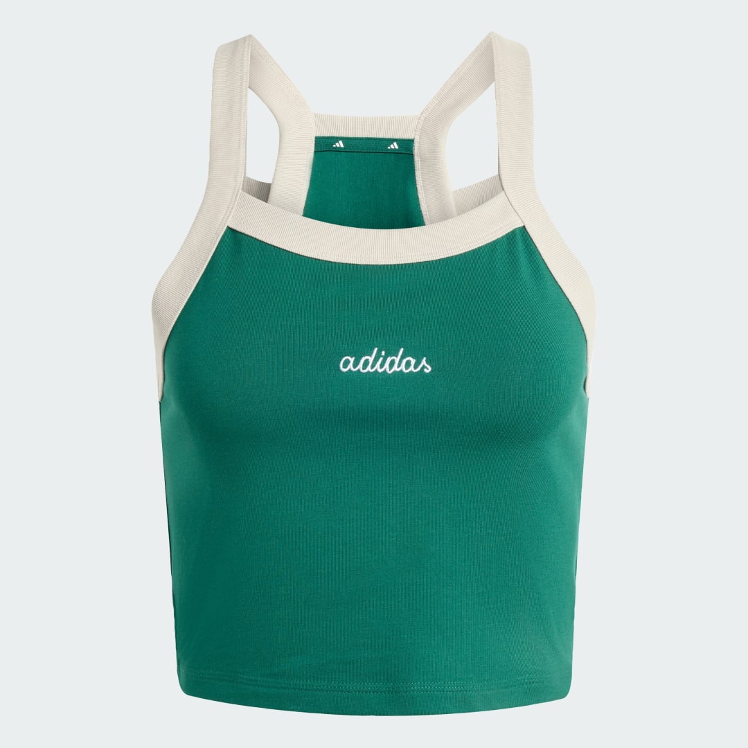 Detalle de Adidas Camiseta de tirantes con bordado Seasonal Essentials Colorpop – Verde