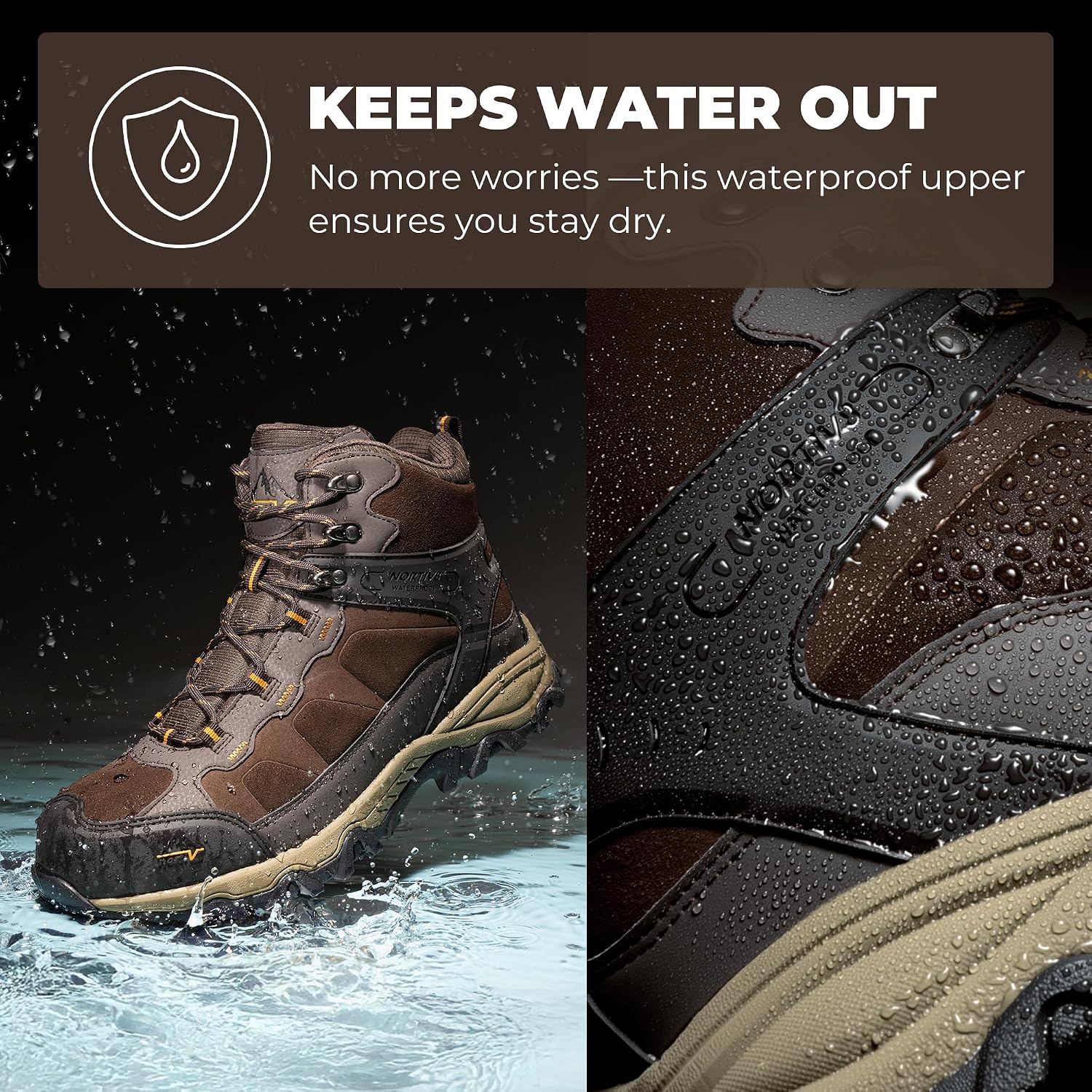 Detalle 1 de NORTIV 8 Paladin-Steel Waterproof Steel Toe Work Boots with Lug Outsole