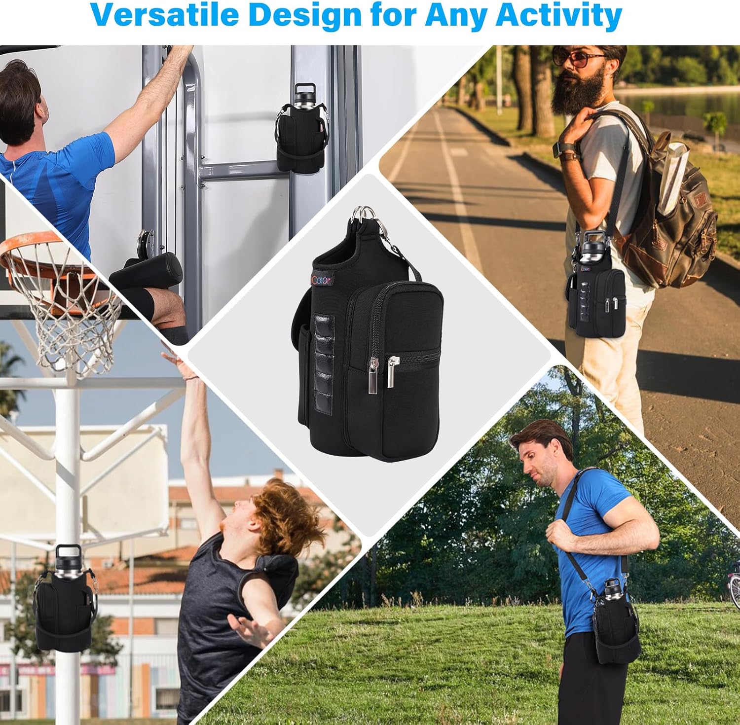 Thumbnail 6 de icolor Gym Borsa Magnetica: Borsa da palestra con portabottiglia magnetico e scomparti per cellulare