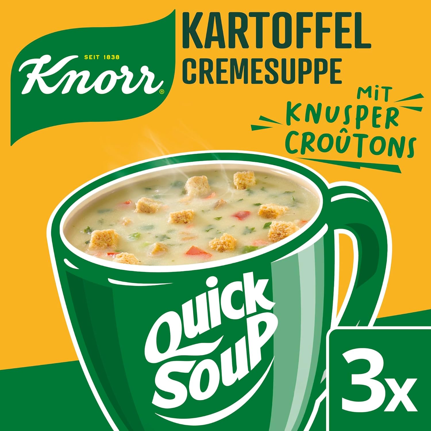 Detalle de Knorr Cup a Soup Kartoffel Cremesuppe mit Knusper-Croûtons – Schnell, cremig und ohne Zusatzstoffe