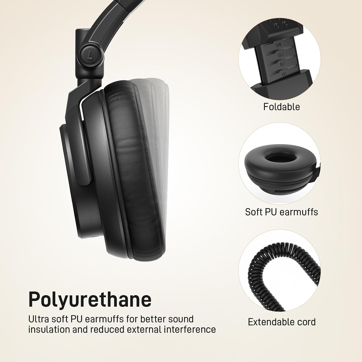Thumbnail 6 de MAONO MH601 Wired Studio Headphones with 50mm Drivers and Detachable Cable