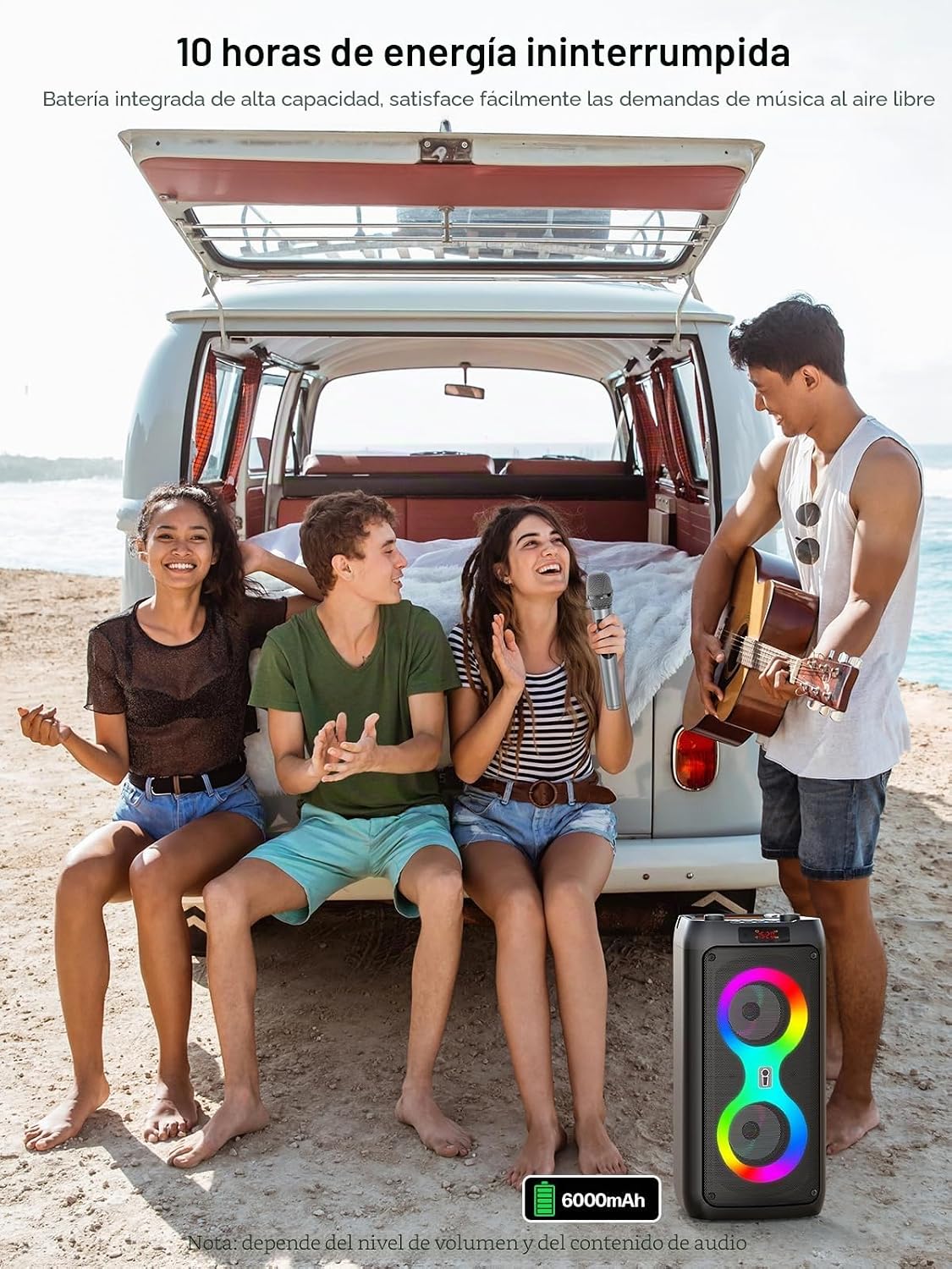 Thumbnail 5 de Máquina de Karaoke JAPOUCA: Altavoz Bluetooth 2 en 1 con 2 micrófonos inalámbricos