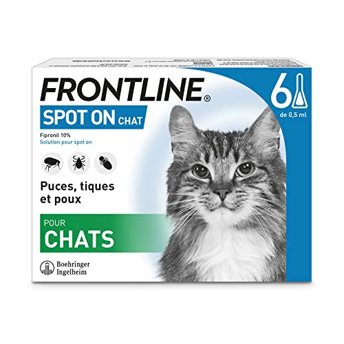 Detalle de FRONTLINE Spot On Chat – Anti-puces, tiques et poux pour chats (6 pipettes) – Fabriqué en France