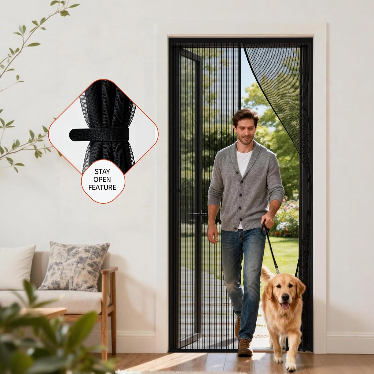 Detalle 2 de ViShawtek Fly Screens for Doors: Magnetic Fly Screen Curtain 90x200cm