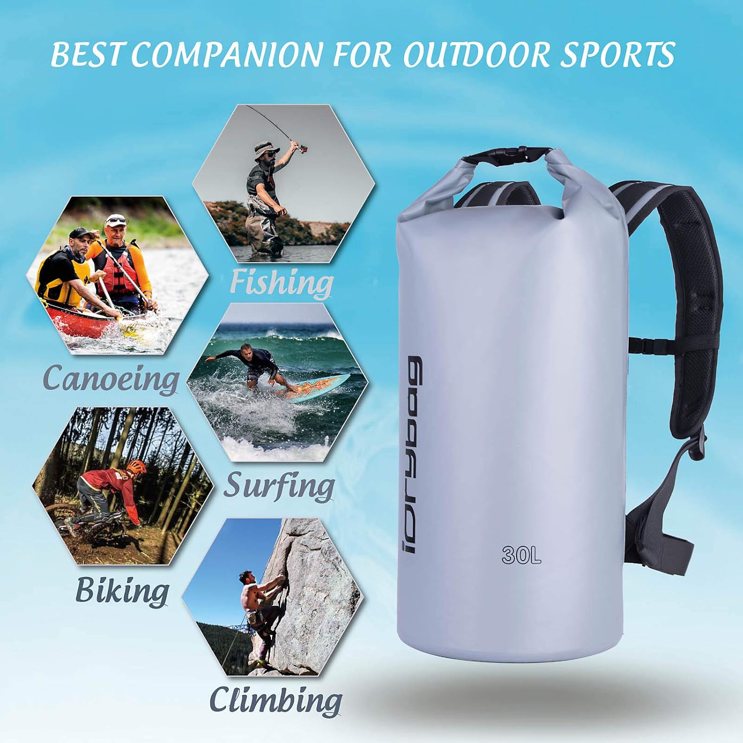 Detalle de IDRYBAG Dry Bags for Kayaking Waterproof 2L–40L: Lightweight, Durable Dry Sack for Outdoor Adventures
