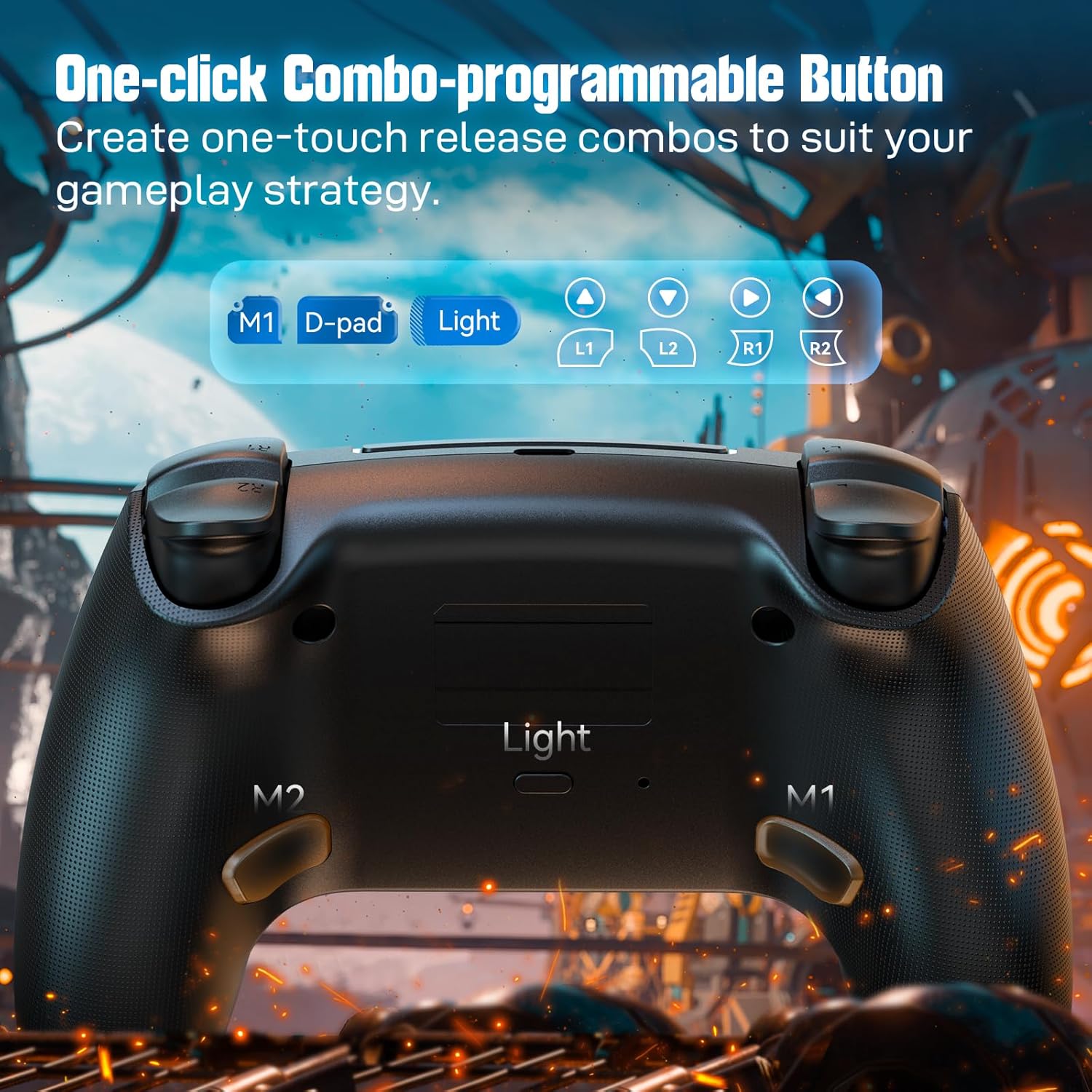 Detalle de Controller wireless JORREP per PS5/Pro/Steam Deck/PC/MAC/iOS con illuminazione RGB e doppia vibrazione