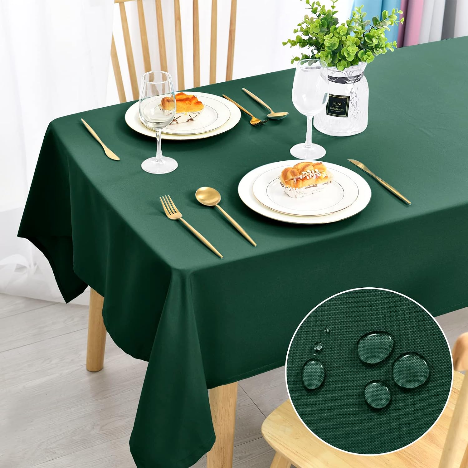 Detalle de DWCN DWEU-PWNZB-110140-21 tafelkleed, groen polyester, 110 x 140 cm