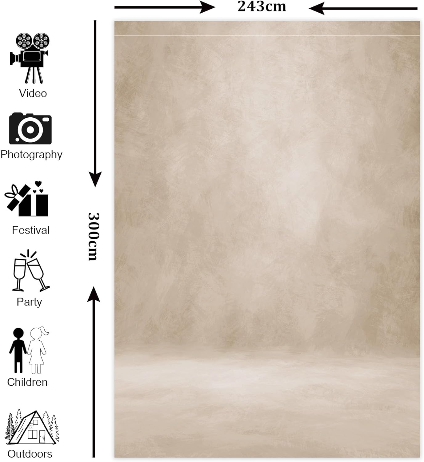 Thumbnail 6 de Kavier abstrakter Fotohintergrund aus Polyester (243 × 300 cm) – beige für Studio, Portrait & Produktfotos