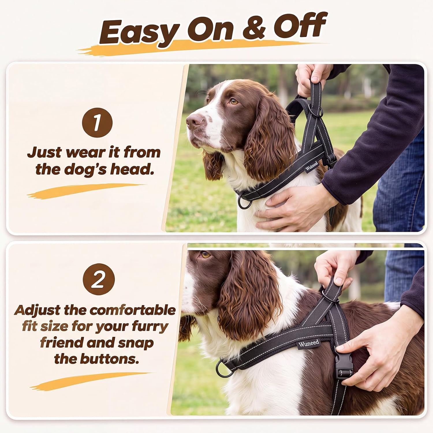 Thumbnail 1 de Wuhnesd W-DHL-004BK-L No-Pull Dog Harness and 5-Foot Leash Set, Black