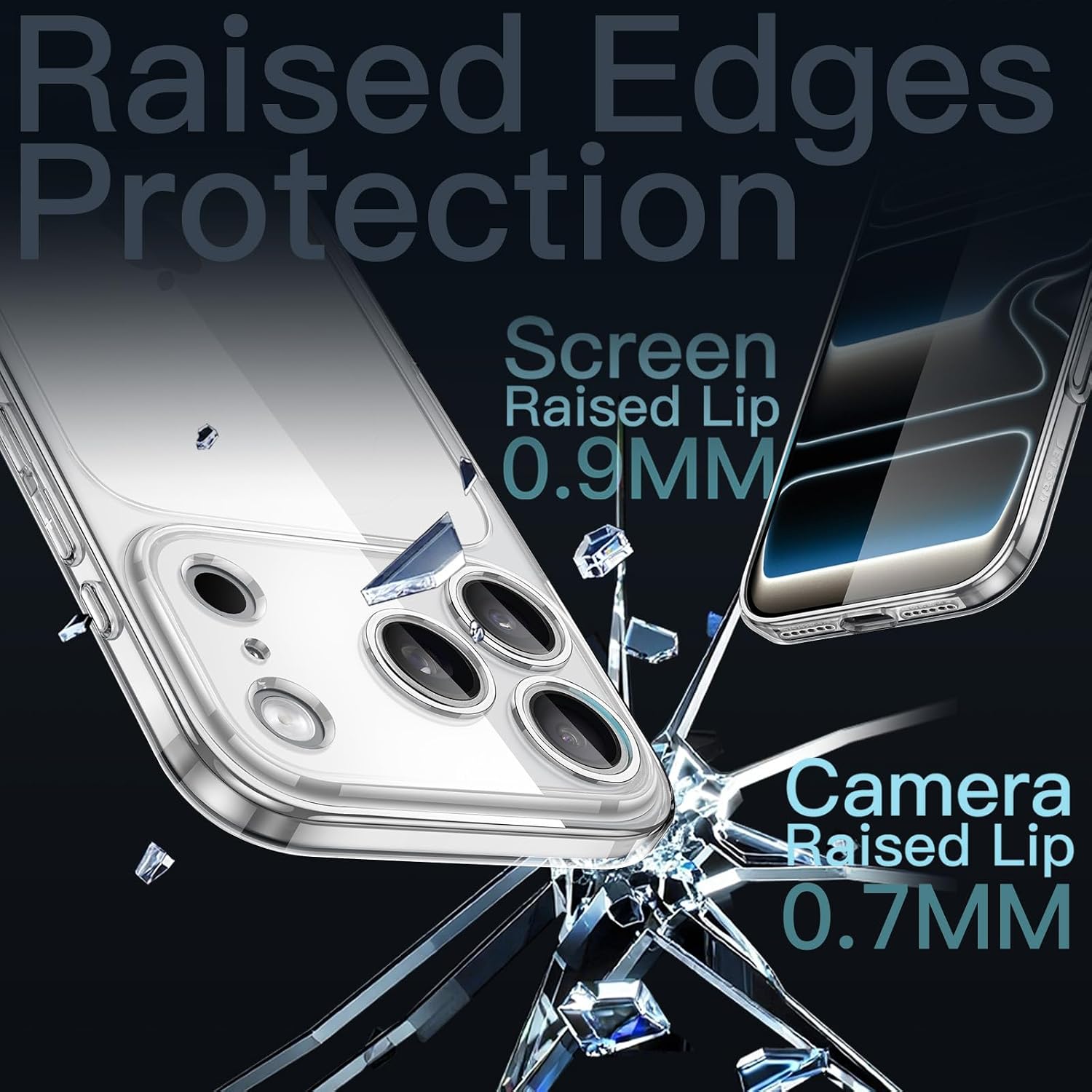 Detalle de JETech Cover Slim Trasparente per iPhone 17 Pro Max da 6,9" con protezione completa per la fotocamera