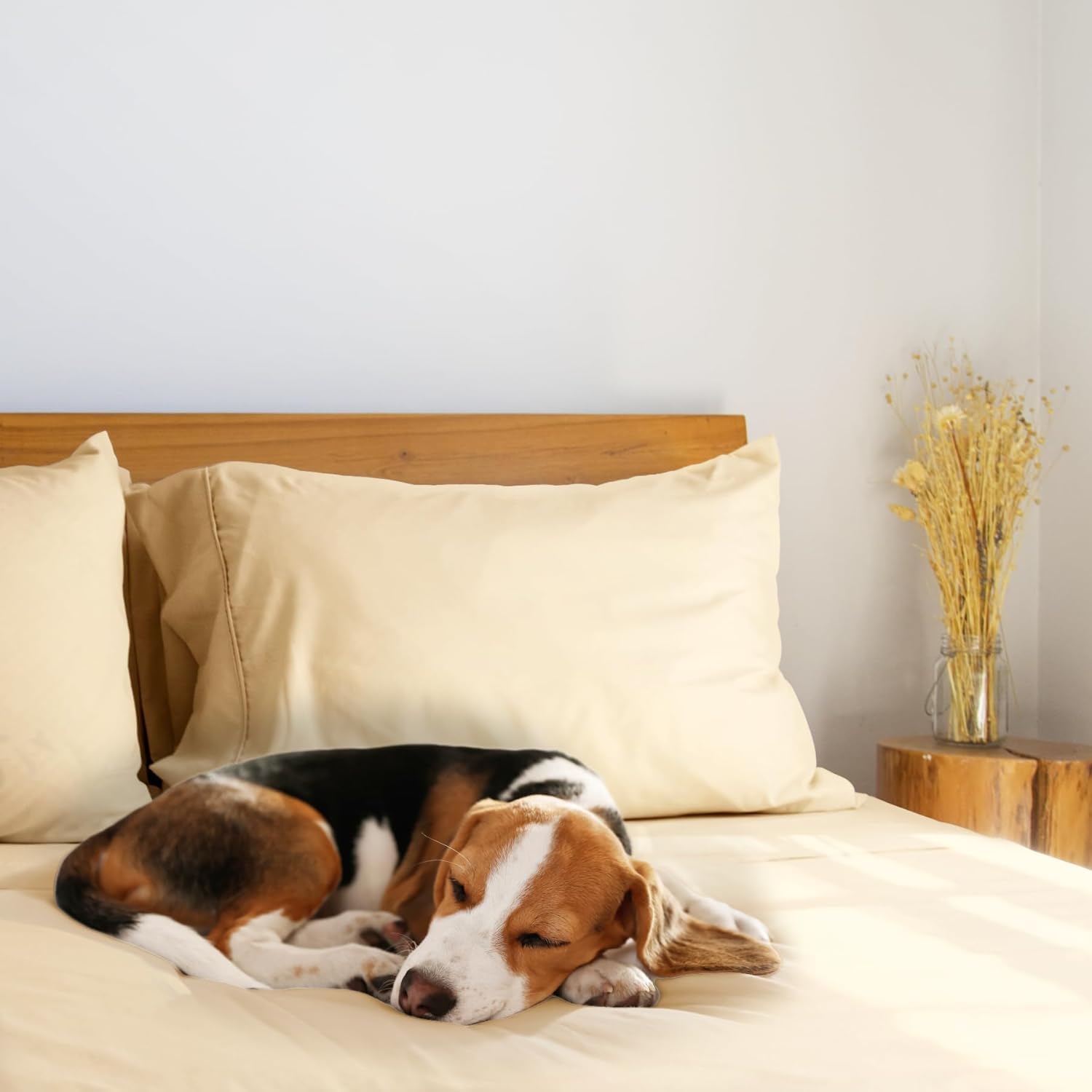 Detalle de LuxClub Double Fitted Sheet with 40cm Depth in Beige
