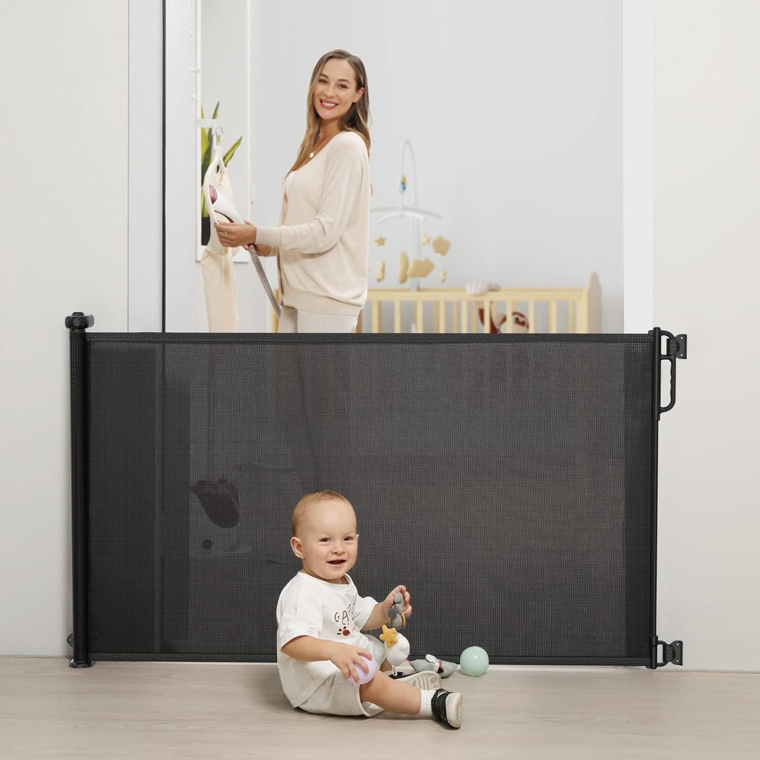 Thumbnail 6 de Retractable Baby Gate by Momcozy — 33" High, Extends to 55" Wide Mesh Gate for Doorways, Stairs and Hallways
