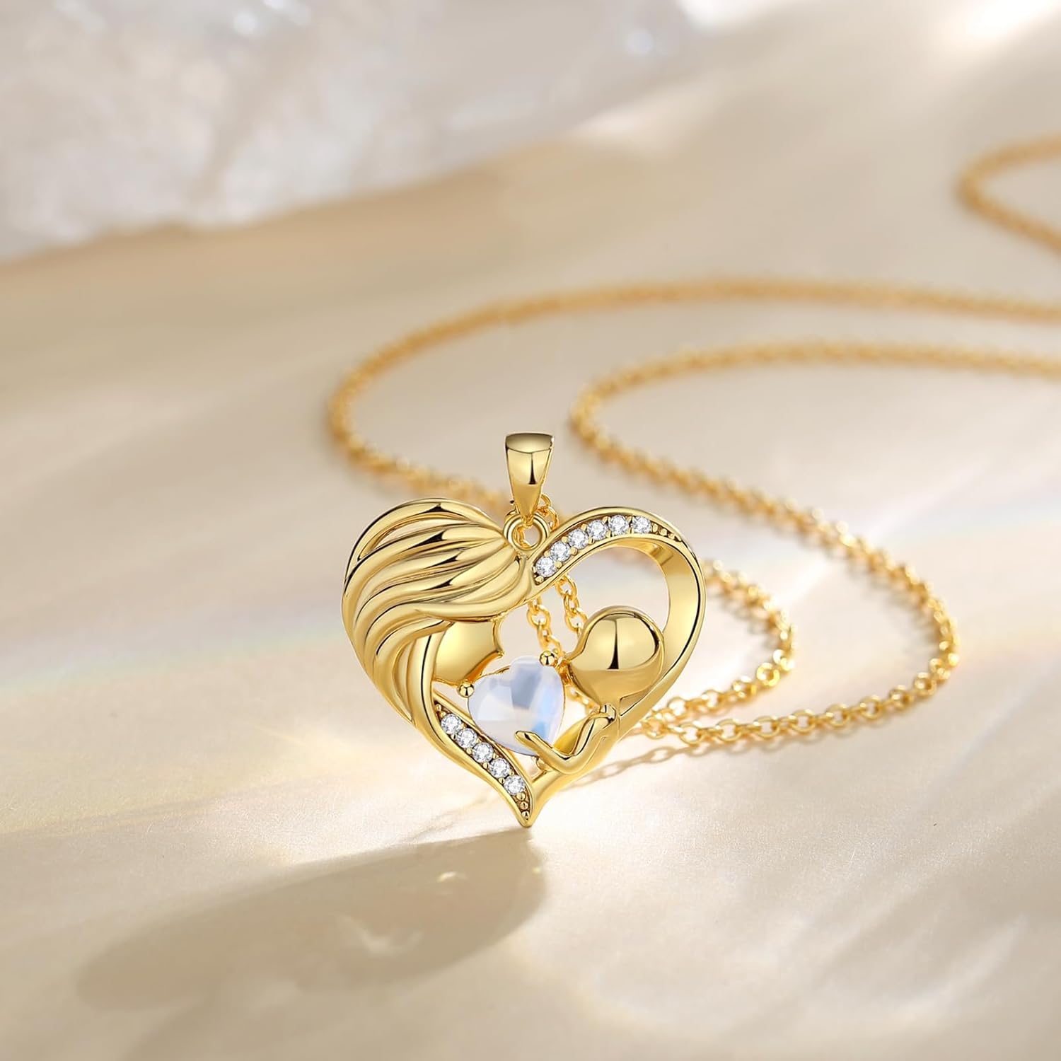 Thumbnail 5 de FANCIME Mama Kette Damen – 925er Sterling Silber Herz-Anhänger mit Geburtsstein Juni