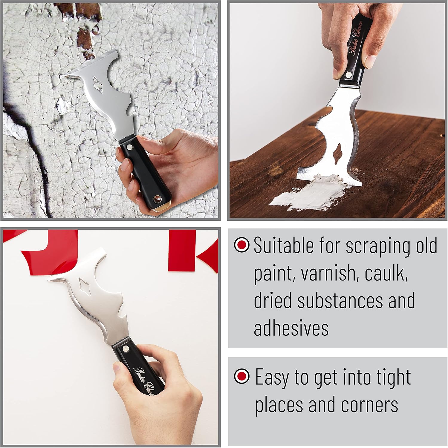 Detalle de Bates Choice JEOP002B419VQ 10-in-1 Paint Scraper Set, Stainless Steel, 2-Piece