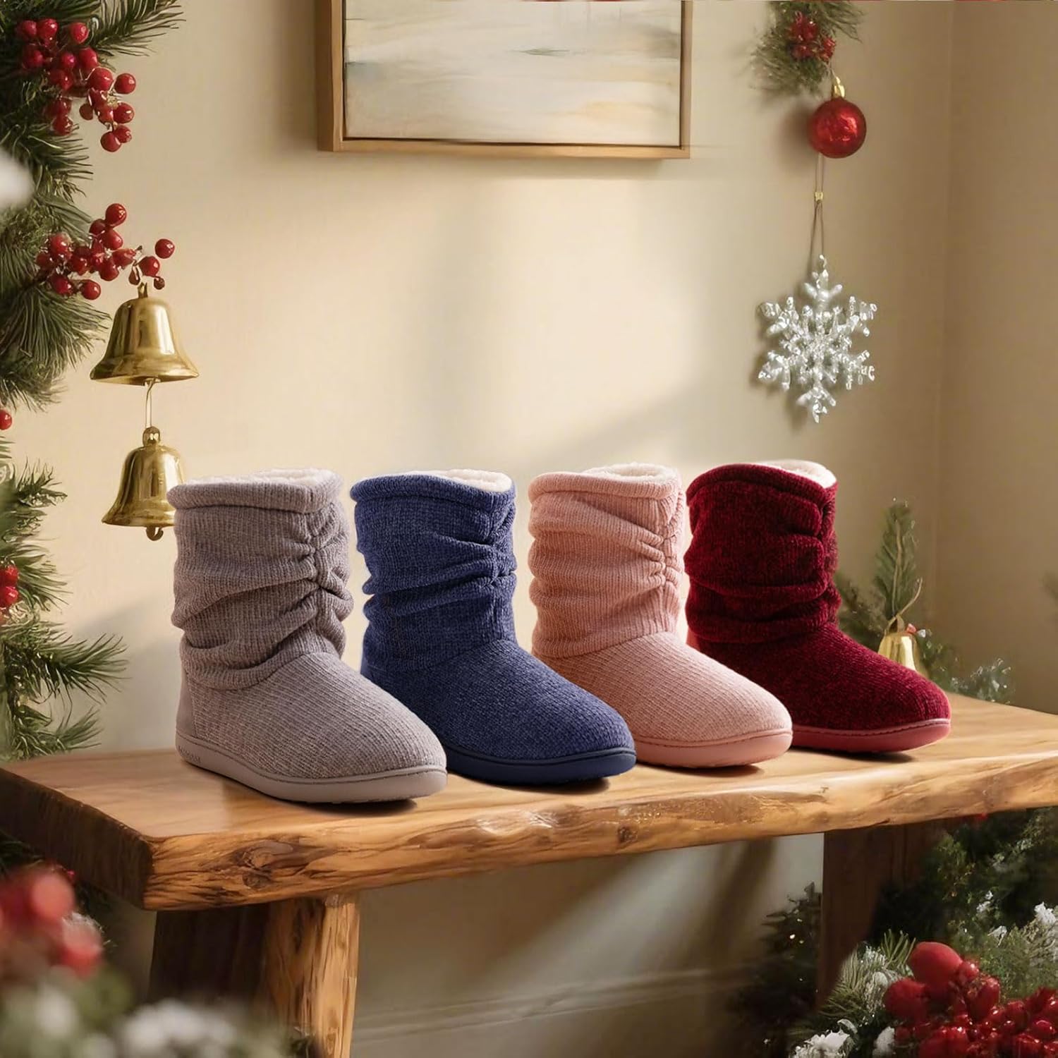 Detalle de LongBay Women's Cozy Winter Slipper Boots Memory Foam