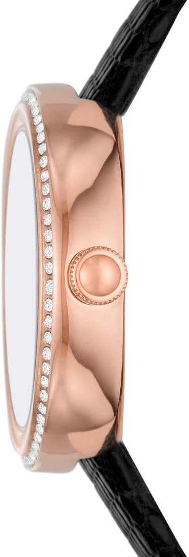 Detalle 2 de Emporio Armani orologio donna con movimento e cinturino in pelle nera, cassa 30 mm
