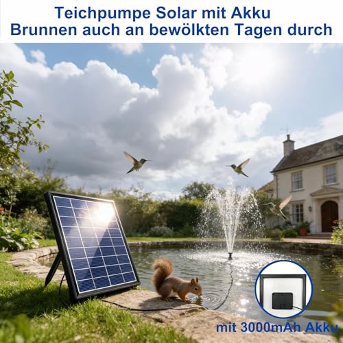 Detalle 2 de Biling Fuente solar de 6 W para exterior con batería de 3000 mAh — 10 estilos de fuente para estanques y jardines