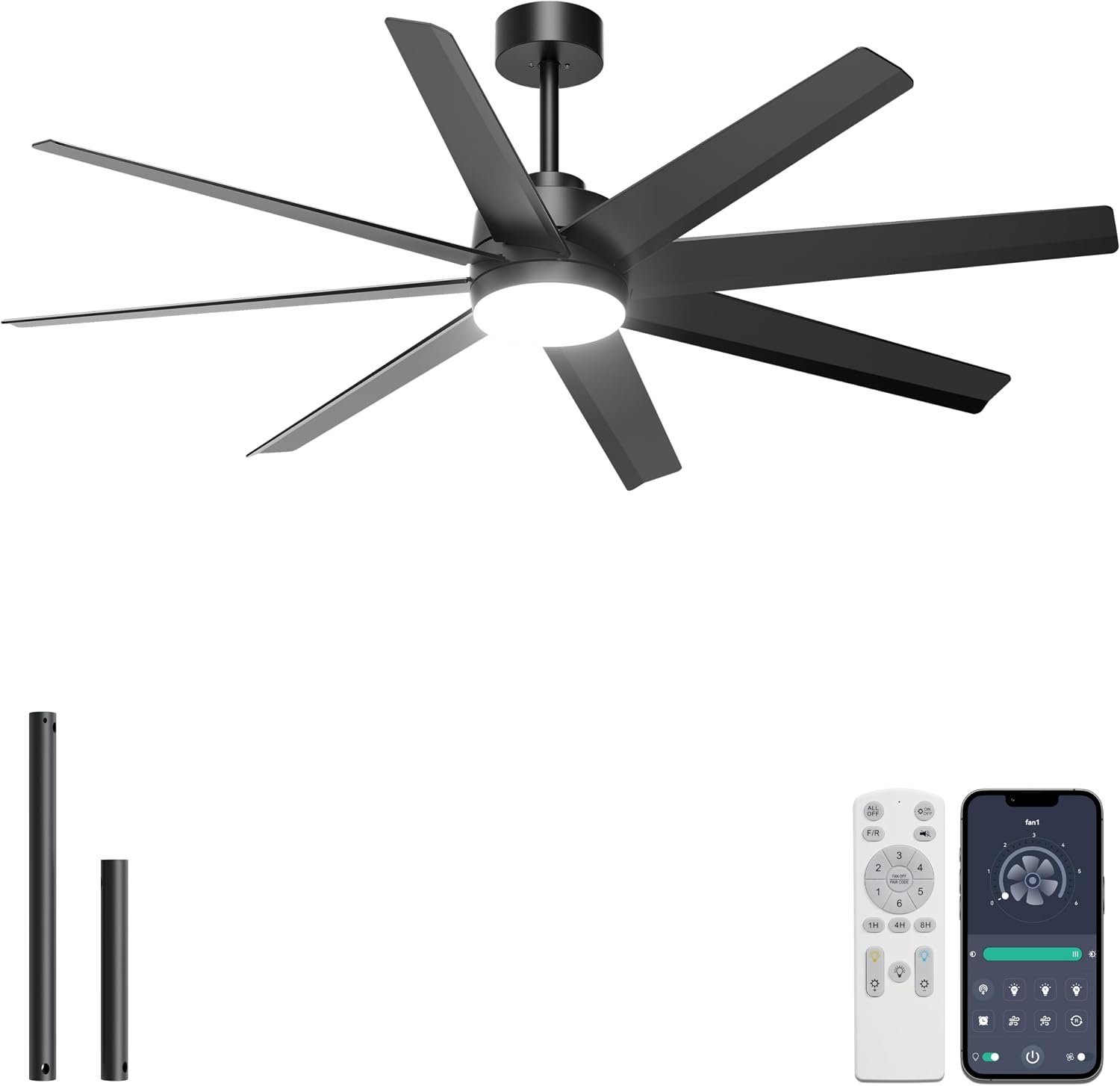 Detalle de Ohniyou Ceiling Fan with Light, 60-inch