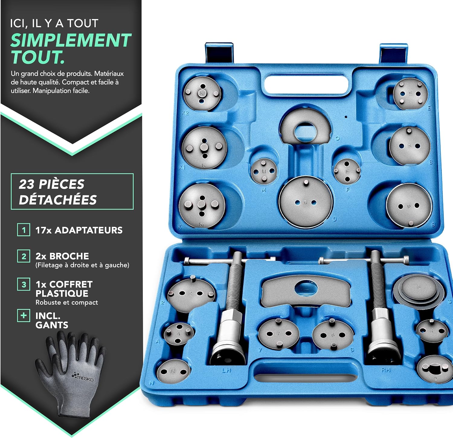 Detalle de TRESKO Coffret Repousse Piston d'étriers de Freins – Kit universel 22 pièces