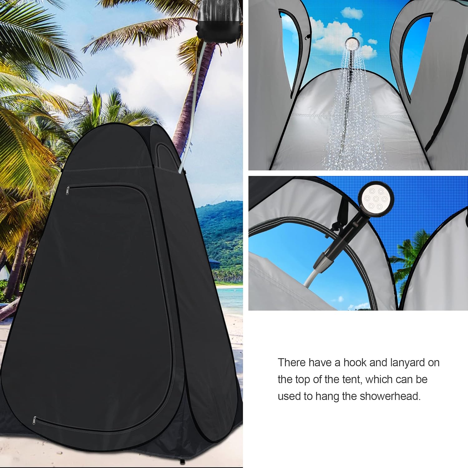 Detalle de Tente de Douche Toilette riggoo — Cabine de Douche Portable pour Camping, Plage et Randonnée