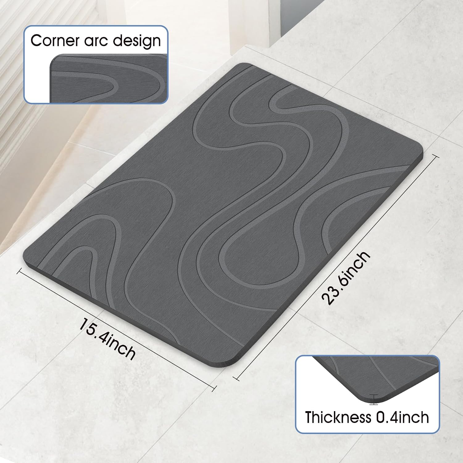 Detalle 2 de Veeloim Stone Bath Mat diatomaceous earth bath mat