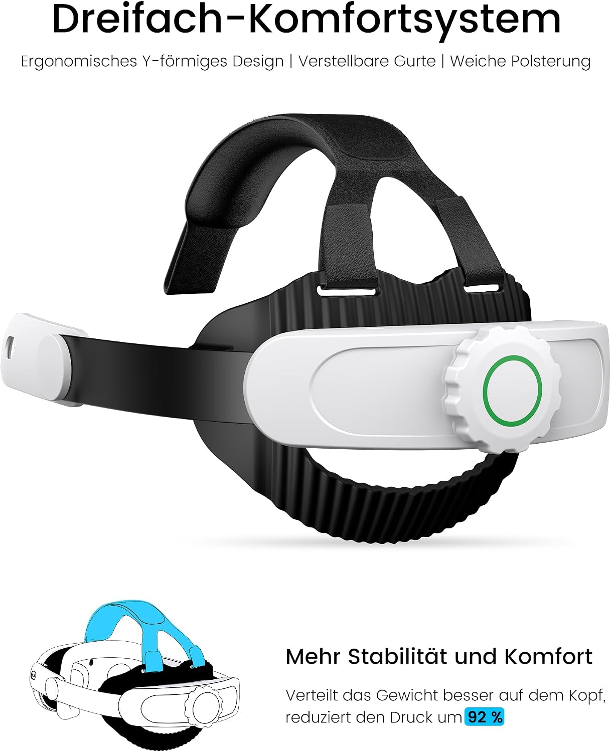 Detalle 2 de Headstrap für Meta Quest 3 mit 8.000-mAh-Akku (Elite Strap Zubehör) – Komfort & Energie für Quest 2/3/3S