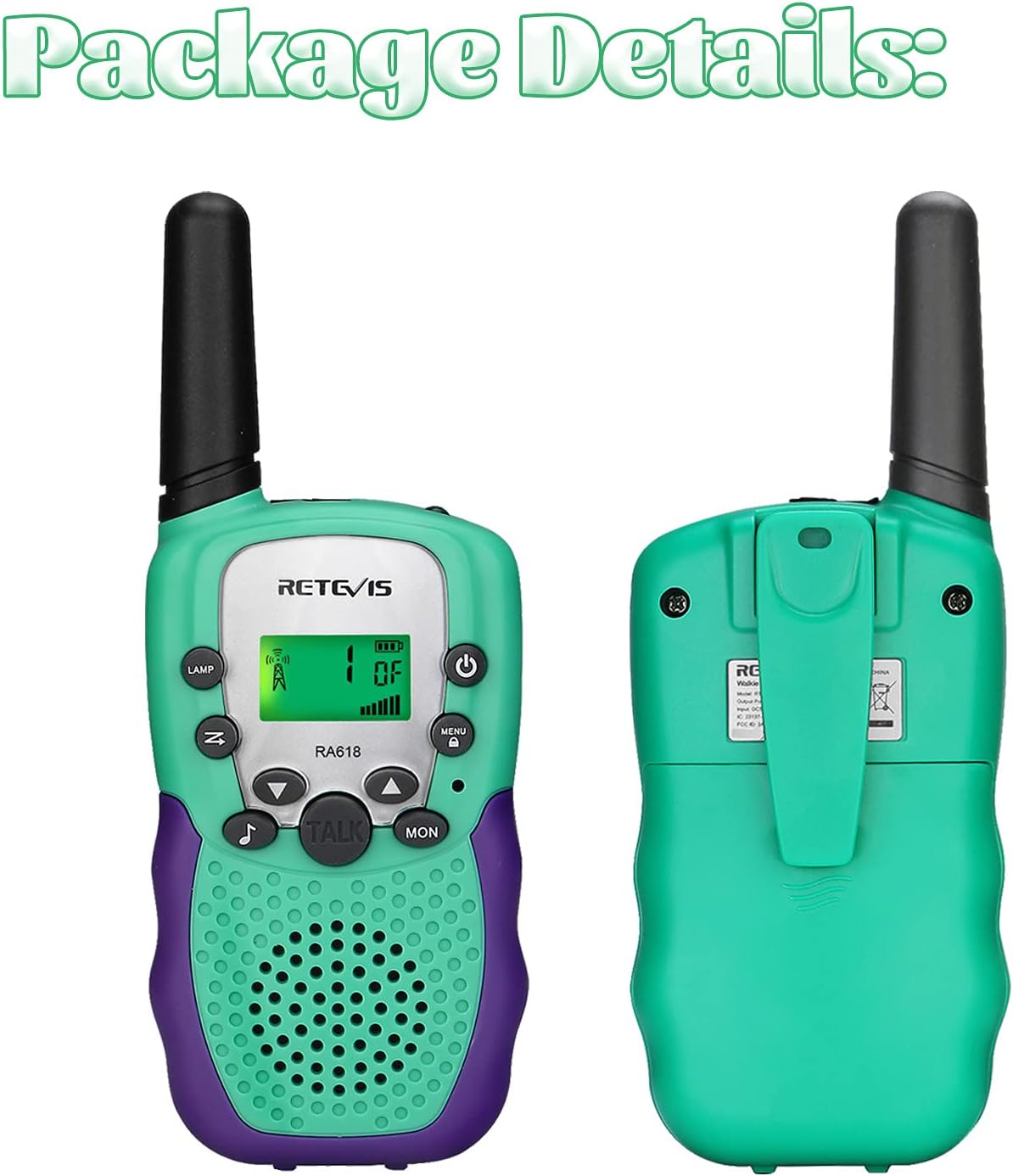 Thumbnail 6 de Retevis RA618 talkie-walkie enfants (RA618) vert – 8 canaux, VOX et codes DCS/CTCSS