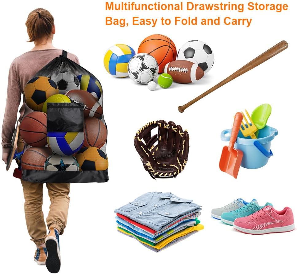 Detalle 2 de AMFUN Extra Large Football Mesh Bag with Adjustable Shoulder Strap – Waterproof Storage for Balls