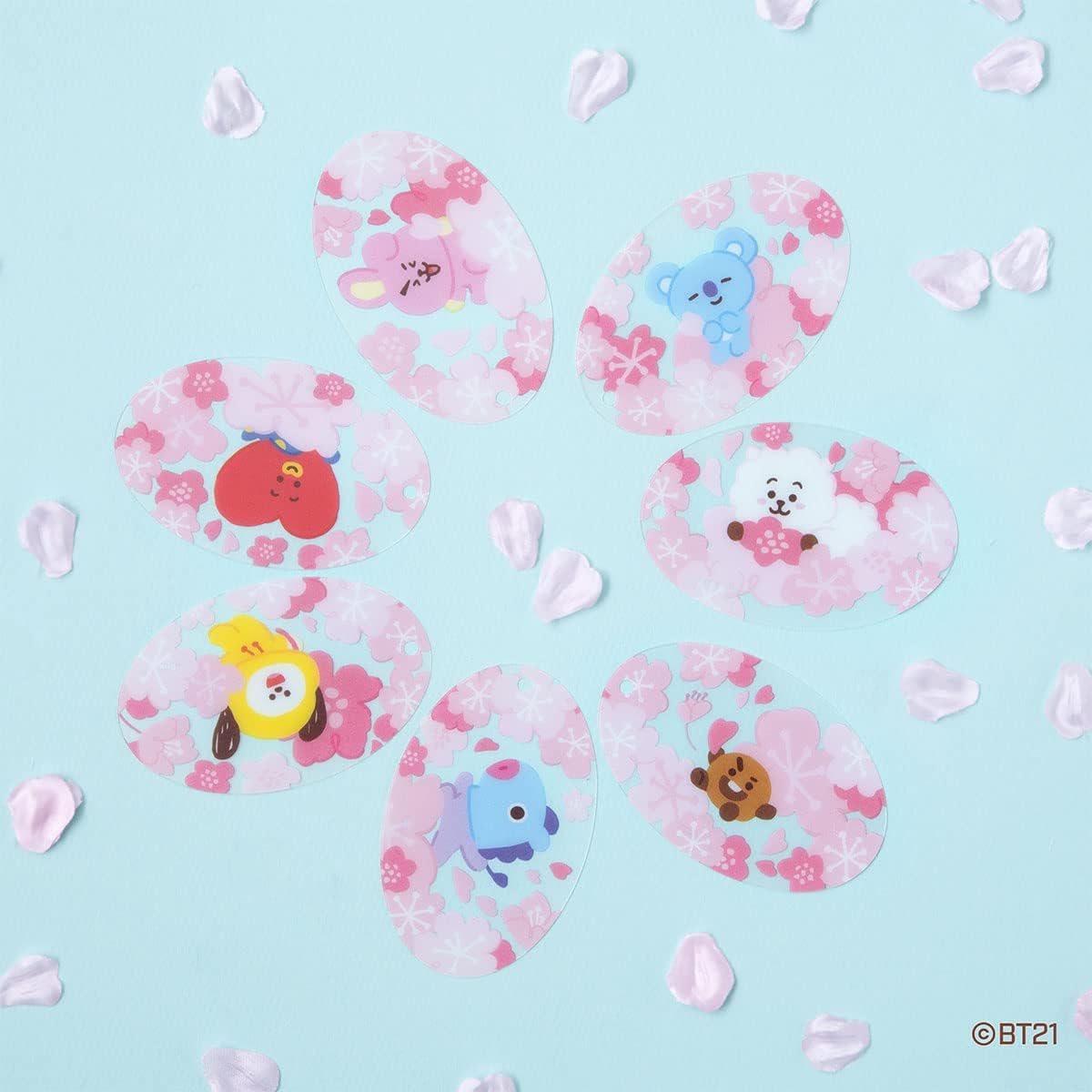 Detalle 2 de BANDAI BT21 カードマスコットセット カード2枚・ミニパーツ・ボールチェーン付き