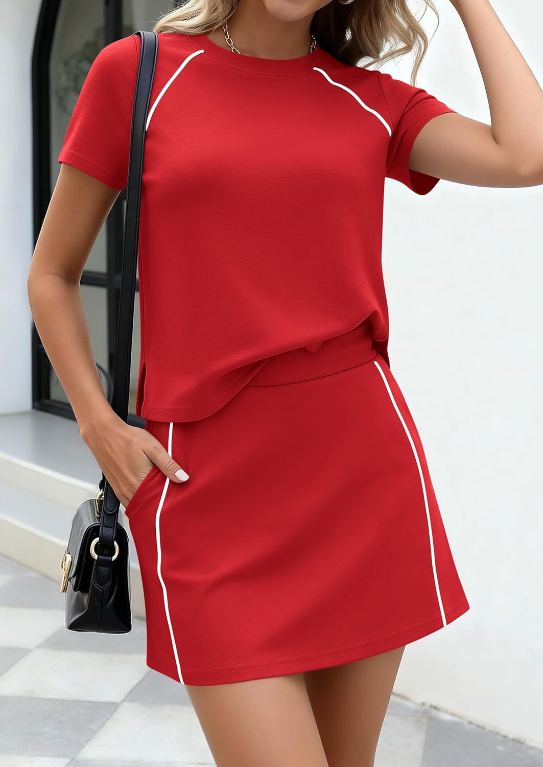 Detalle de PRETTYGARDEN Women's 2026 Summer 2 Piece Skirt Sets: A Comfortable, versatile sporty-casual duo