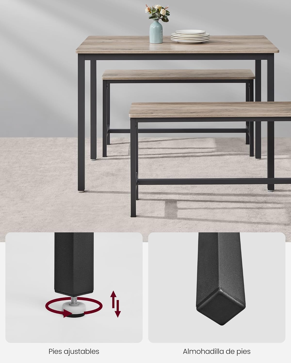 Thumbnail 5 de VASAGLE Juego de Comedor 3 Piezas: Mesa y 2 Sillas 🍽