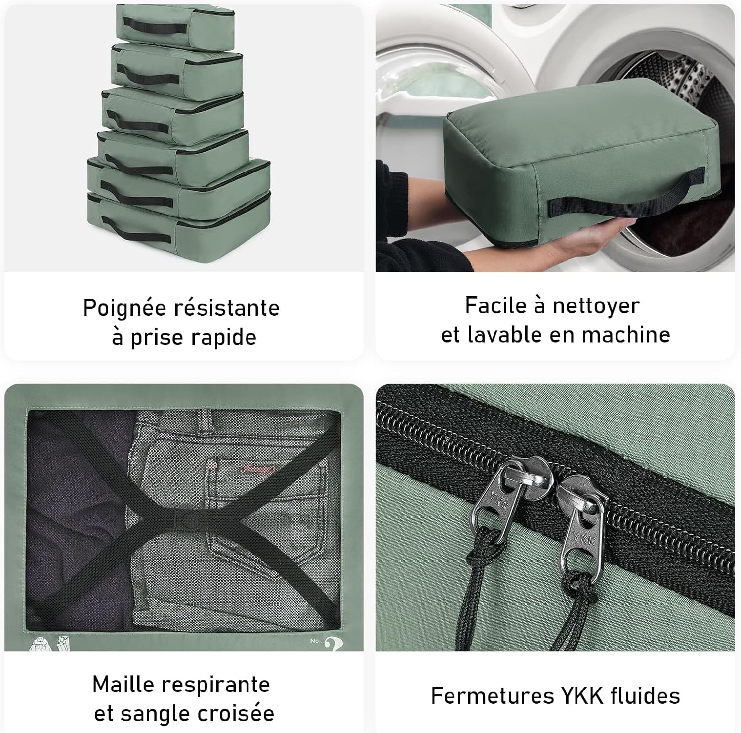 Detalle de ECOHUB Organisateur Lot de 7 - Cubes de rangement pour valise et voyage, écologique
