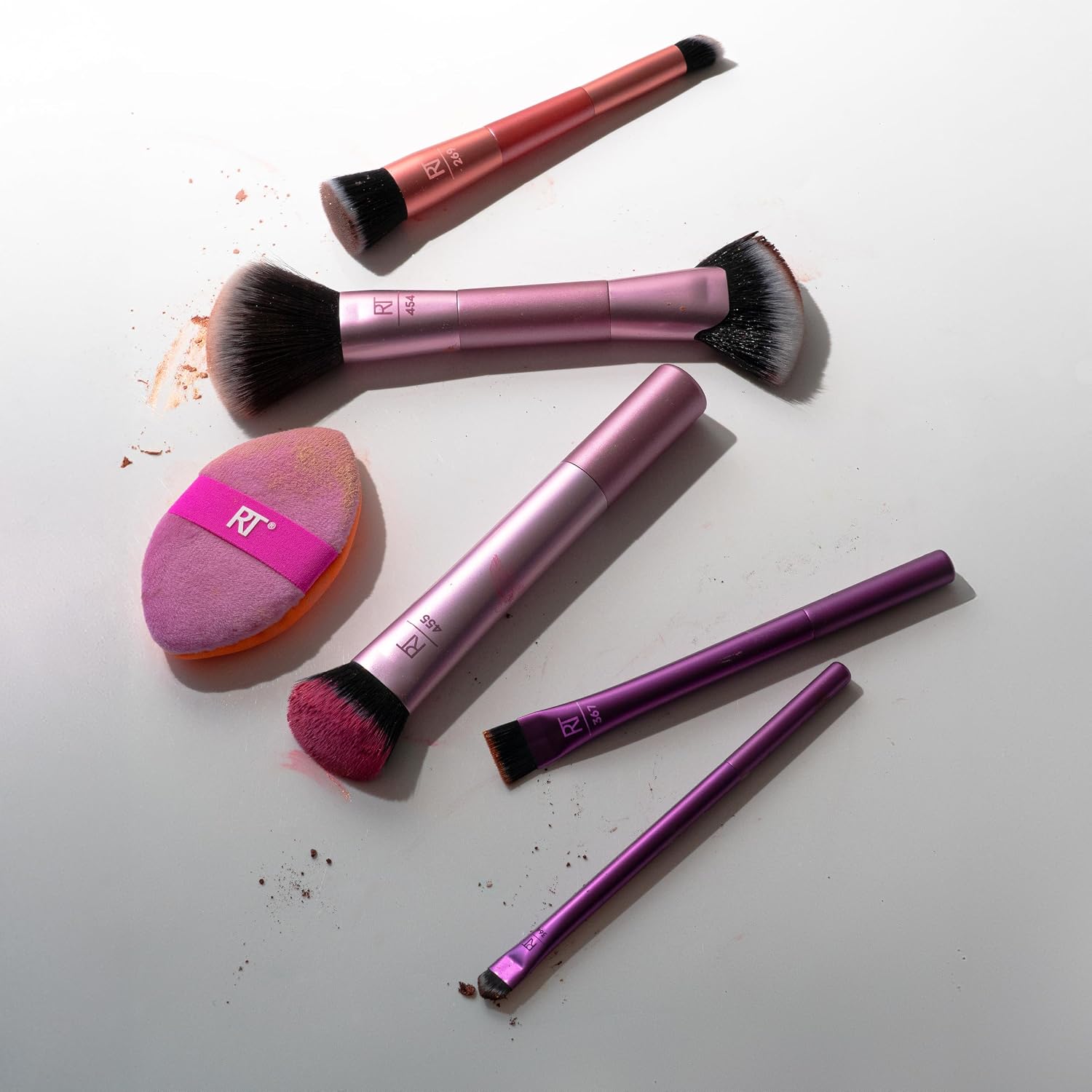 Detalle de Real Techniques Big Blends Energy Pinsel-Set (6-teilig) für Puder, Creme & Flüssigprodukte – vegan & tierversuchsfrei