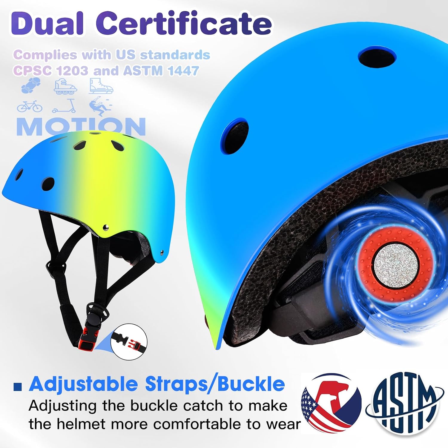 Detalle 2 de ArgoHome MD-710-S-Blue Kids’ Bike Helmet Set with Pads, CPSC Certified