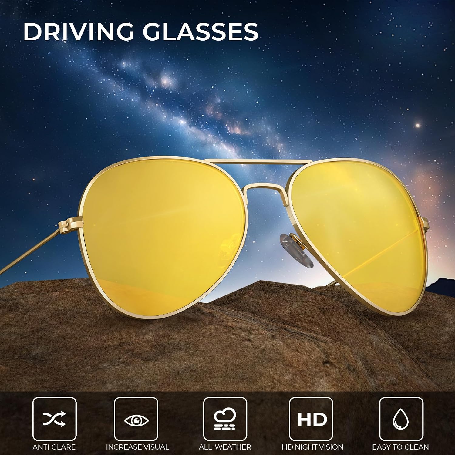 Detalle de KALIYADI Classic Aviator Sunglasses – Polarized UV Protection, Lightweight Metal Frame