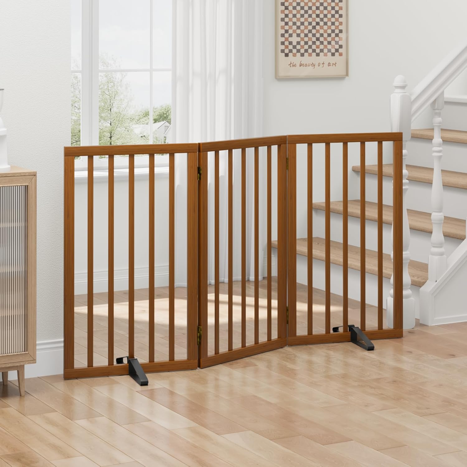 Thumbnail 3 de Tall Dog Gates for Doorways 3-Panel Walnut