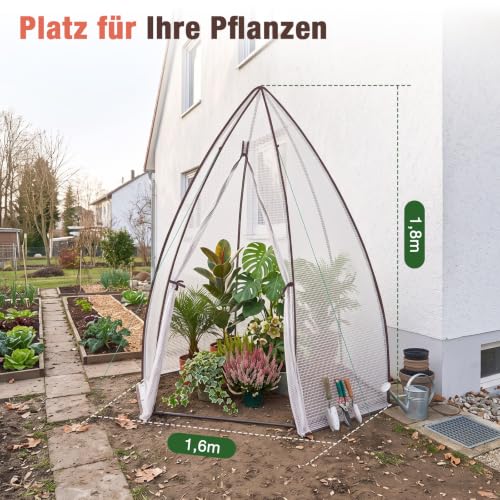 Detalle 2 de Sekey Winterschutz Gewächshaus 180×160×160 cm – robustes Foliengewächshaus für Garten und Balkon