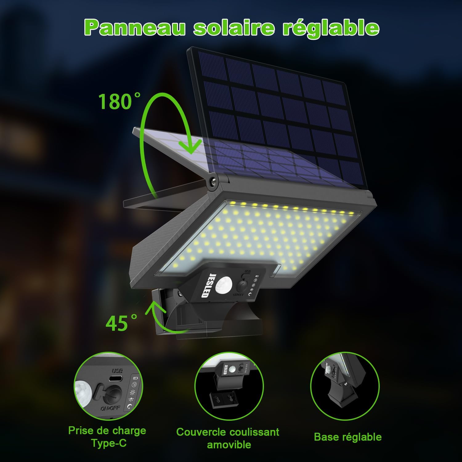 Detalle 2 de JESLED Lampe Solaire Exterieur 108LEDs 800LM