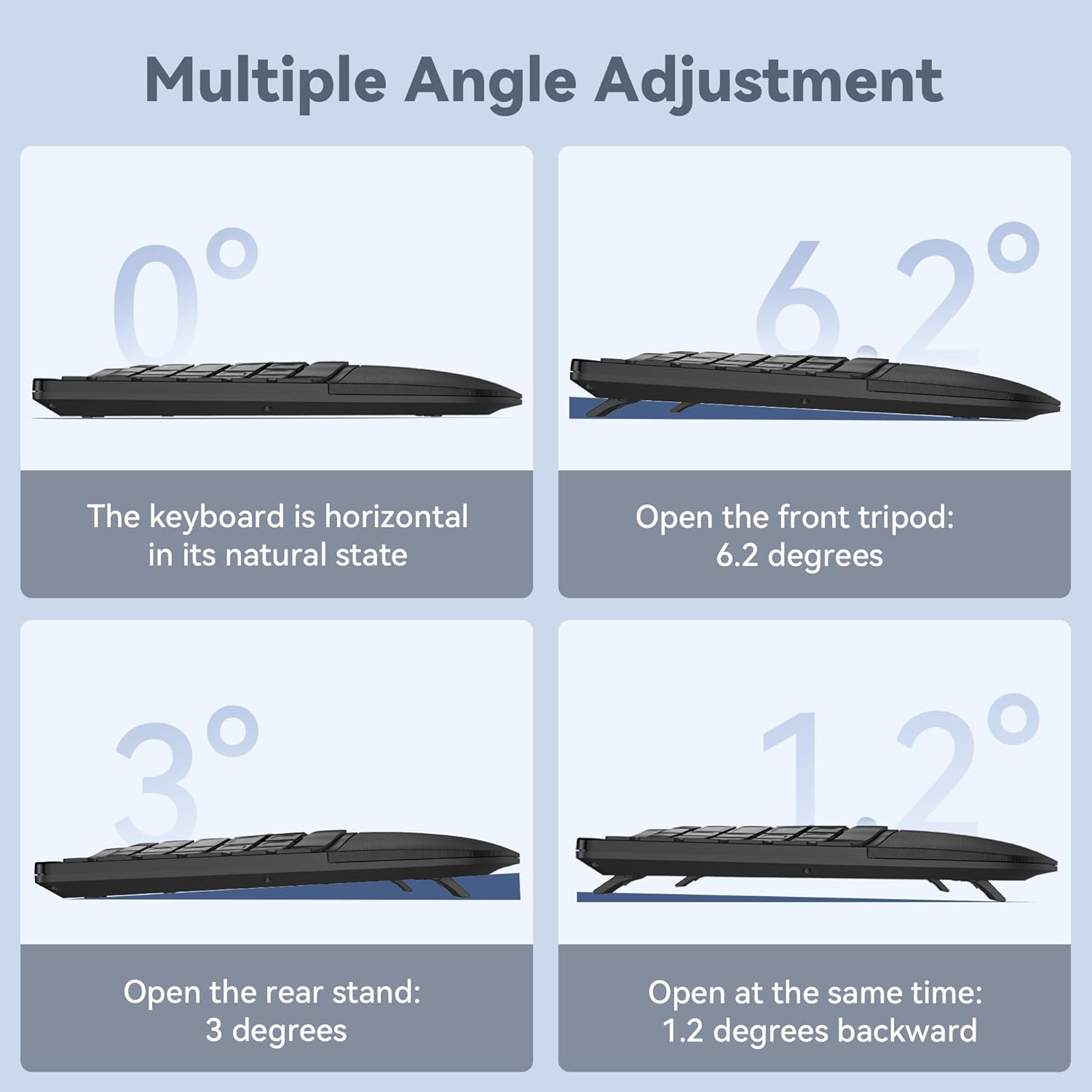 Thumbnail 4 de TECKNET Wireless Ergonomic Keyboard (2.4G USB & Bluetooth) with Wrist Rest
