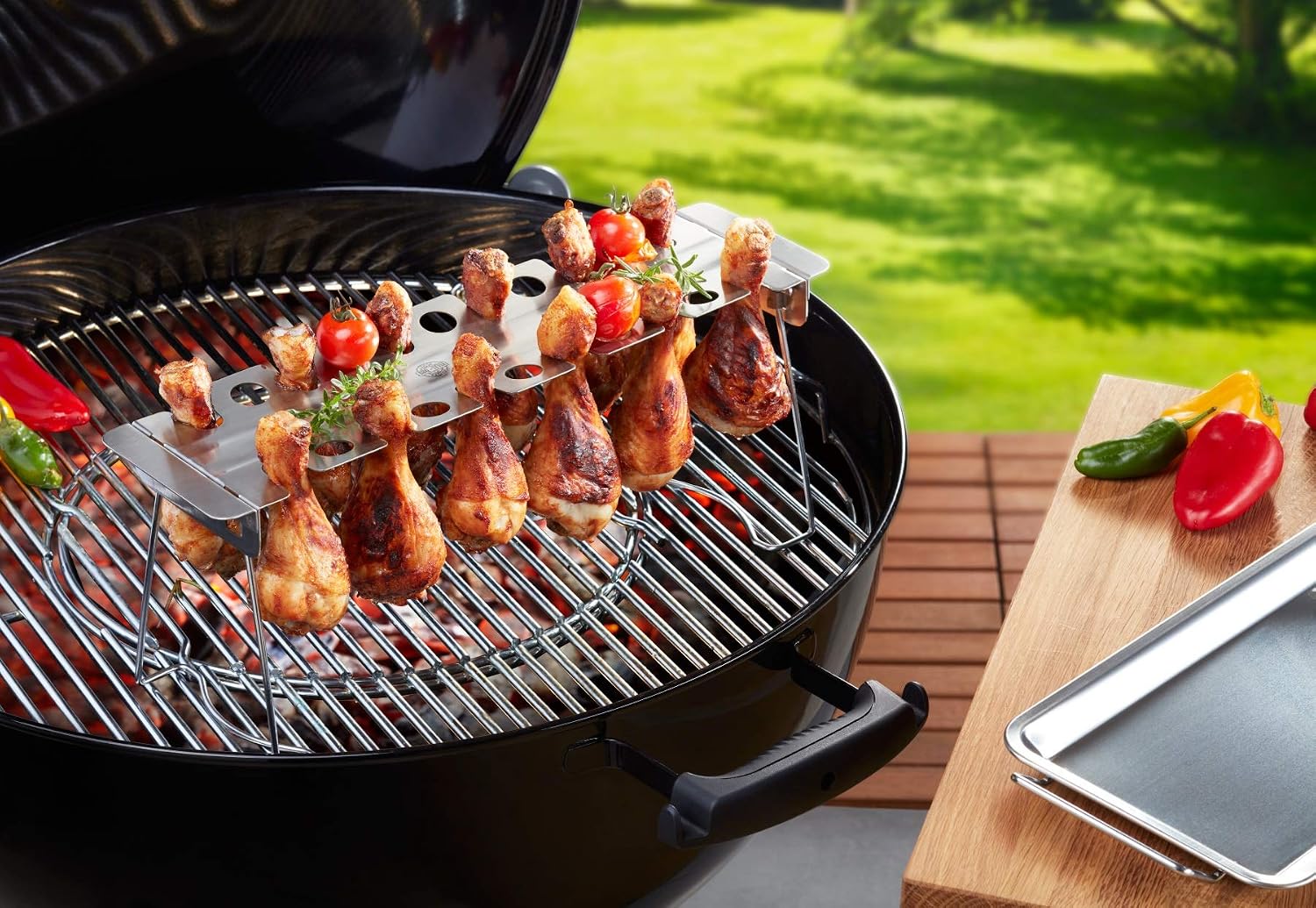 Detalle 2 de AMZBBQ Supporto per cosce di pollo Premium — 12 pezzi, acciaio inox lavabile in lavastoviglie