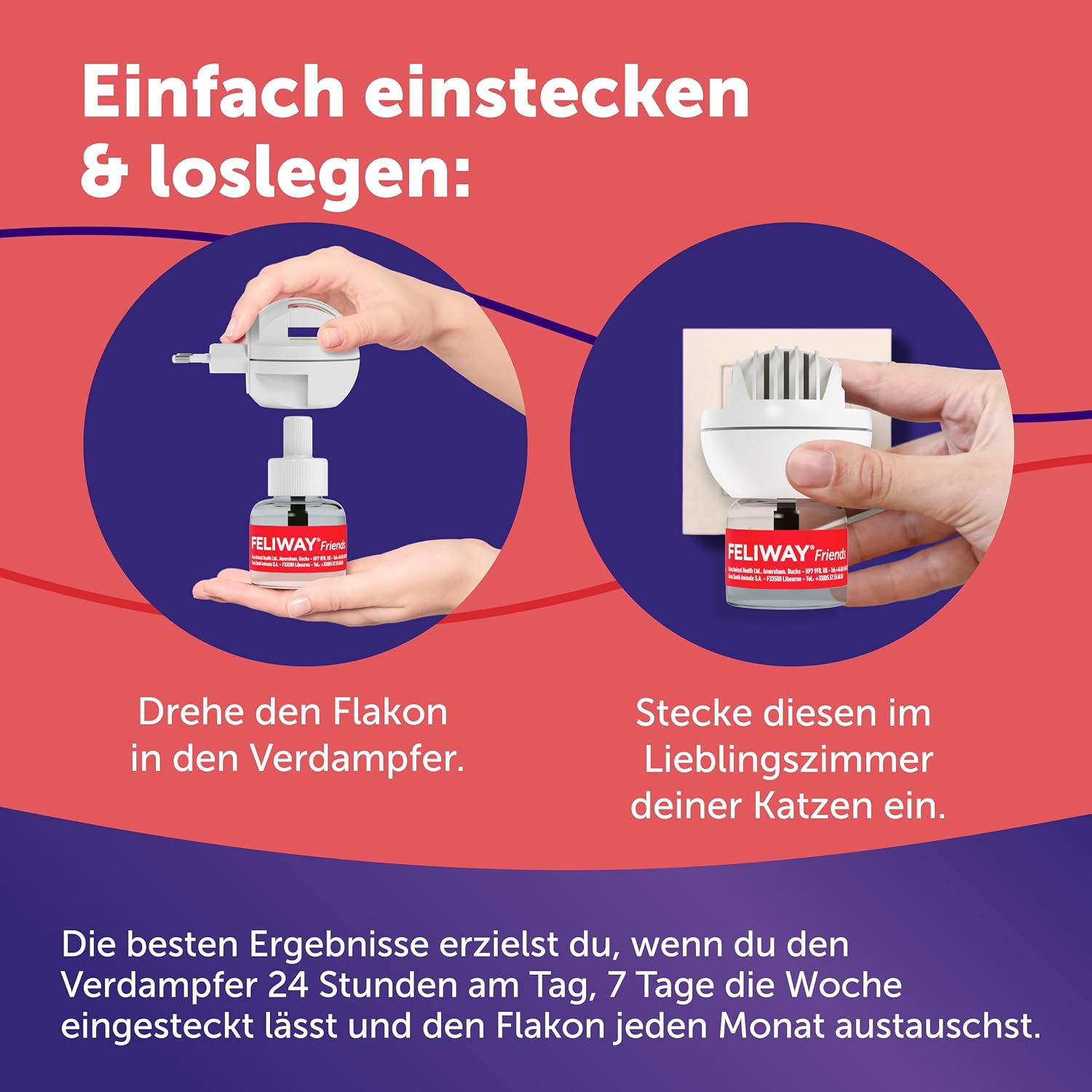 Thumbnail 6 de FELIWAY Friends 30 Tage Pheromon Verdampfer Start-Set, 48 ml – Beruhigt Katzen und Kitten im Mehrkatzenhaushalt