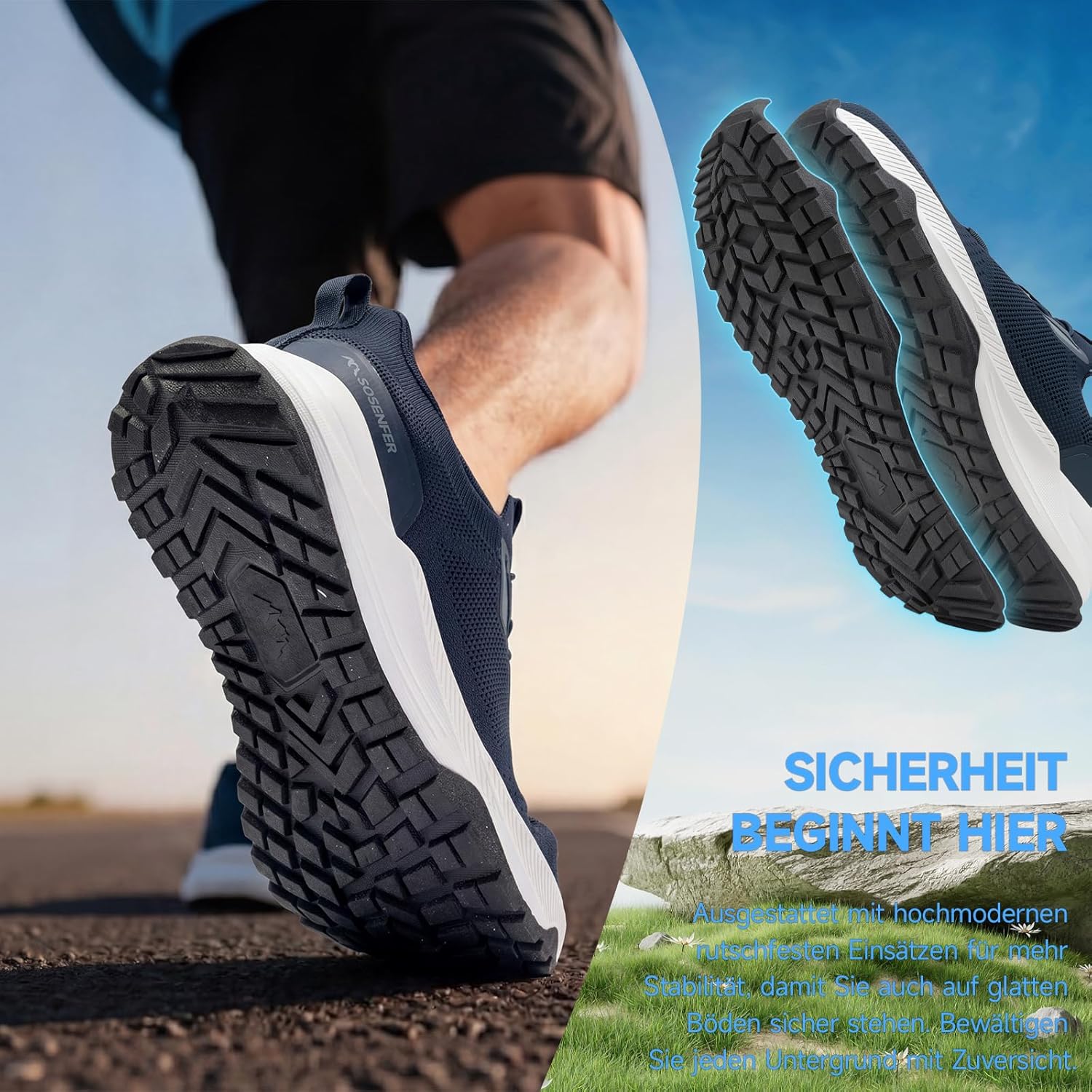 Thumbnail 3 de Sosenfer Slip on Herren Sneakers für breite Füße – Luftige, rutschfeste Outdoor-Schuhe