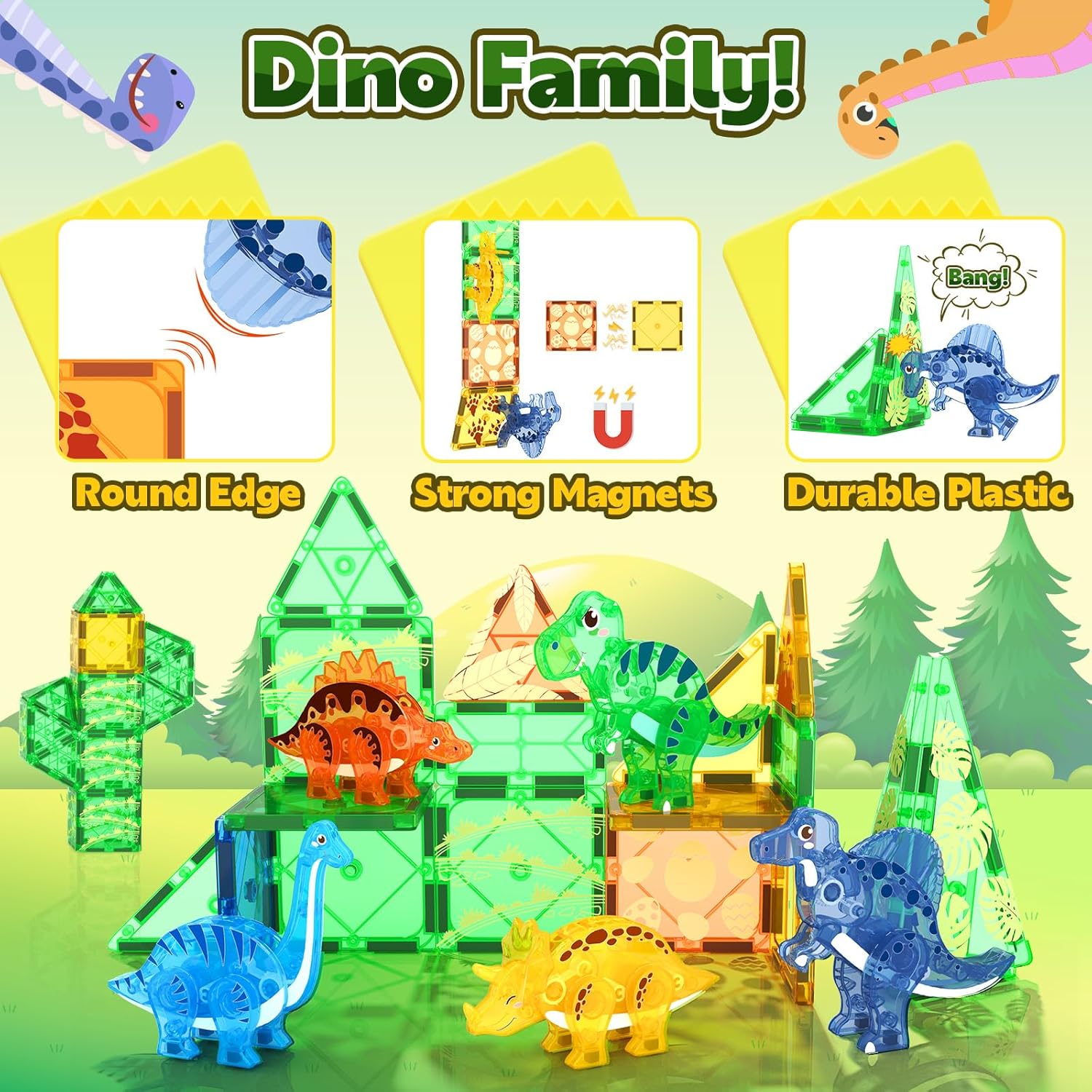 Thumbnail 4 de Coodoo Dinosaur Magnetic Tiles 3D Set for Ages 3+ 🧩