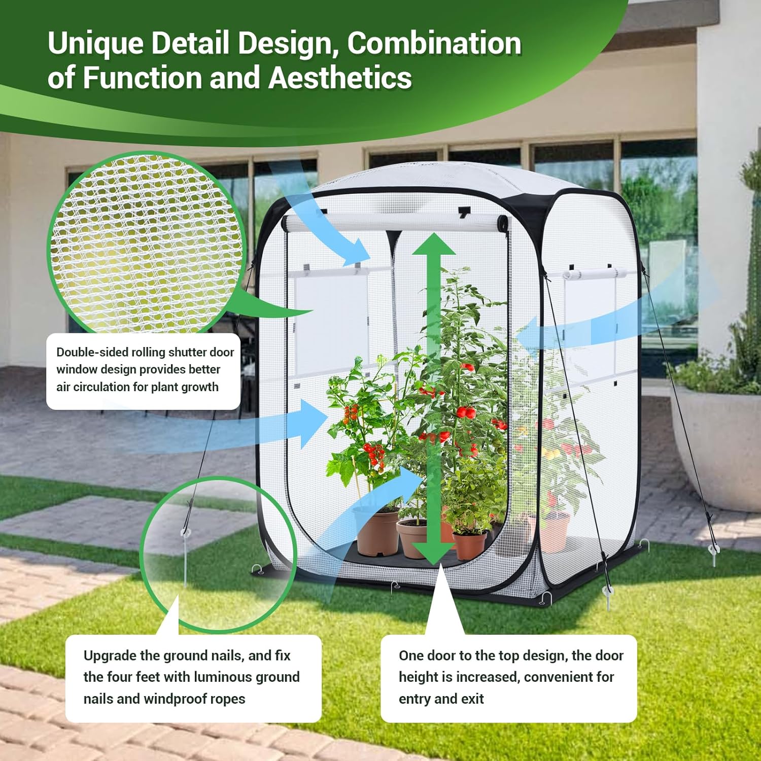 Thumbnail 2 de Ohuhu Serra Pop-up per Pomodori – Serra resistente e pratica, 122 x 122 x 162 cm