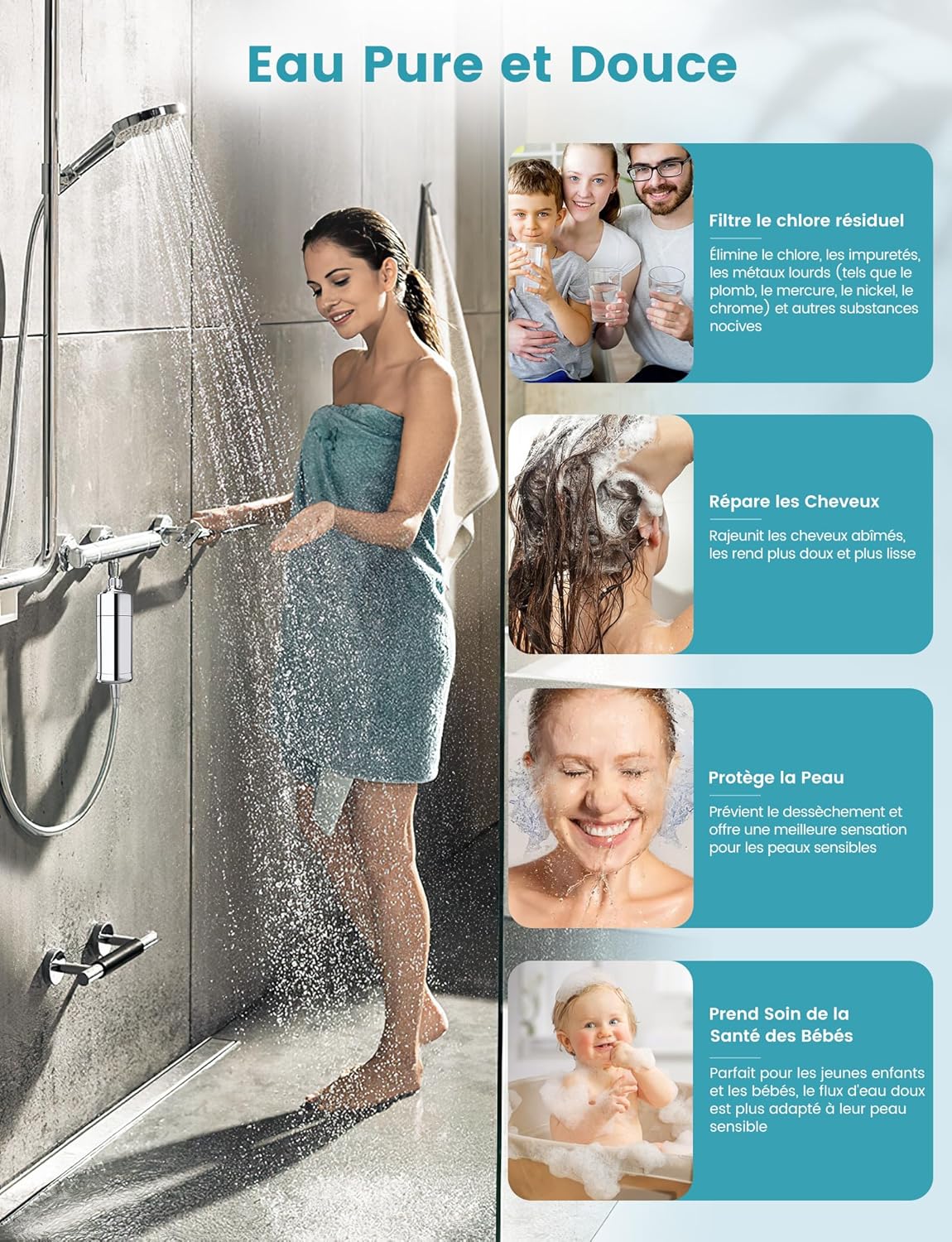 Thumbnail 3 de Filtre de Douche à 32 Étages avec Vitamine C MEKO — Purification multi‑étages pour eau dure