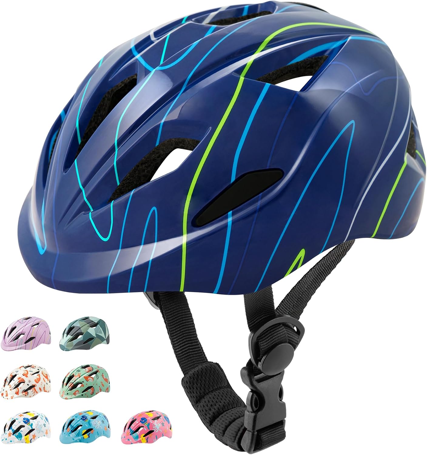Detalle de Toddlers & Kids Adjustable Bike Helmet for Ages 3–16 (Purple-Pink / Purple-Blue)