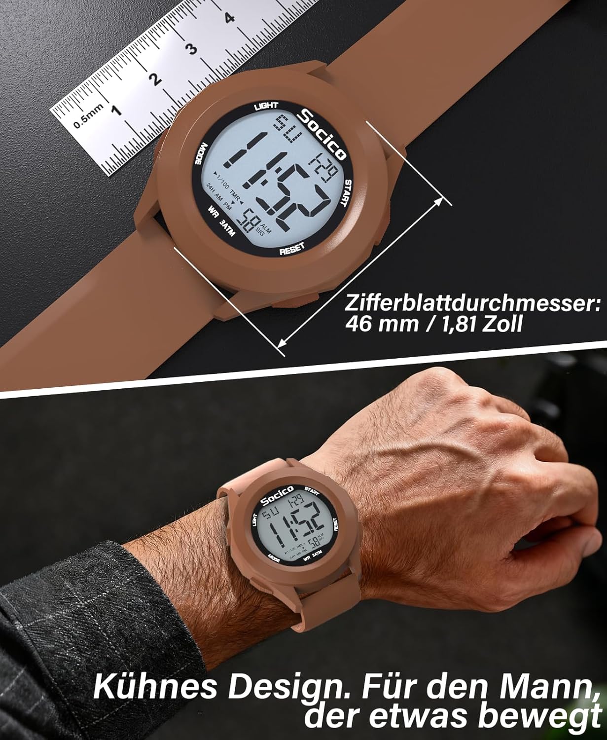 Thumbnail 1 de SOCICO Herren Digitaluhr Großes Display
