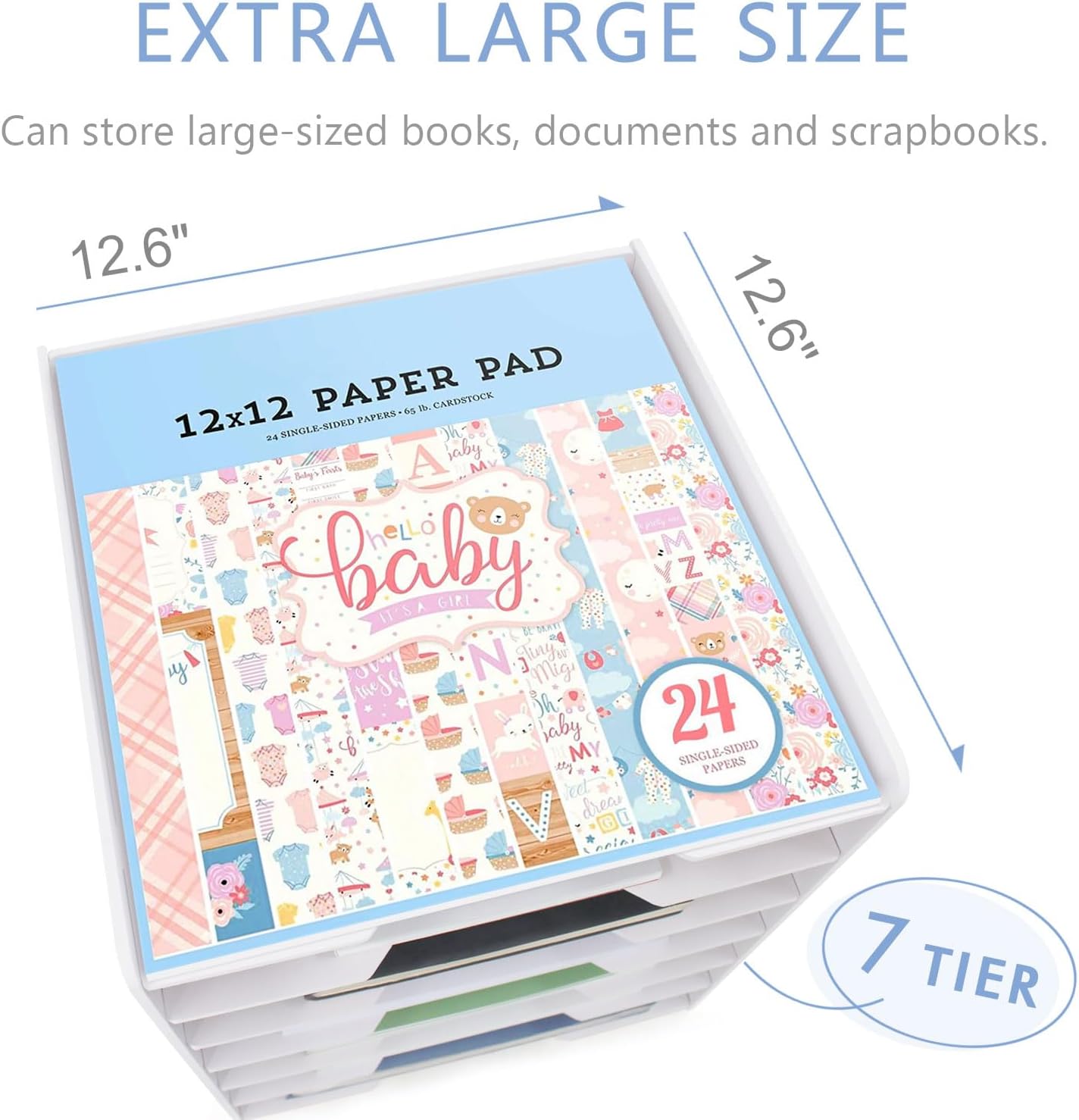 Detalle de SONGWAY – 7-poziomowy organizer na papier do scrapbookingu 30,5 × 30,5 cm